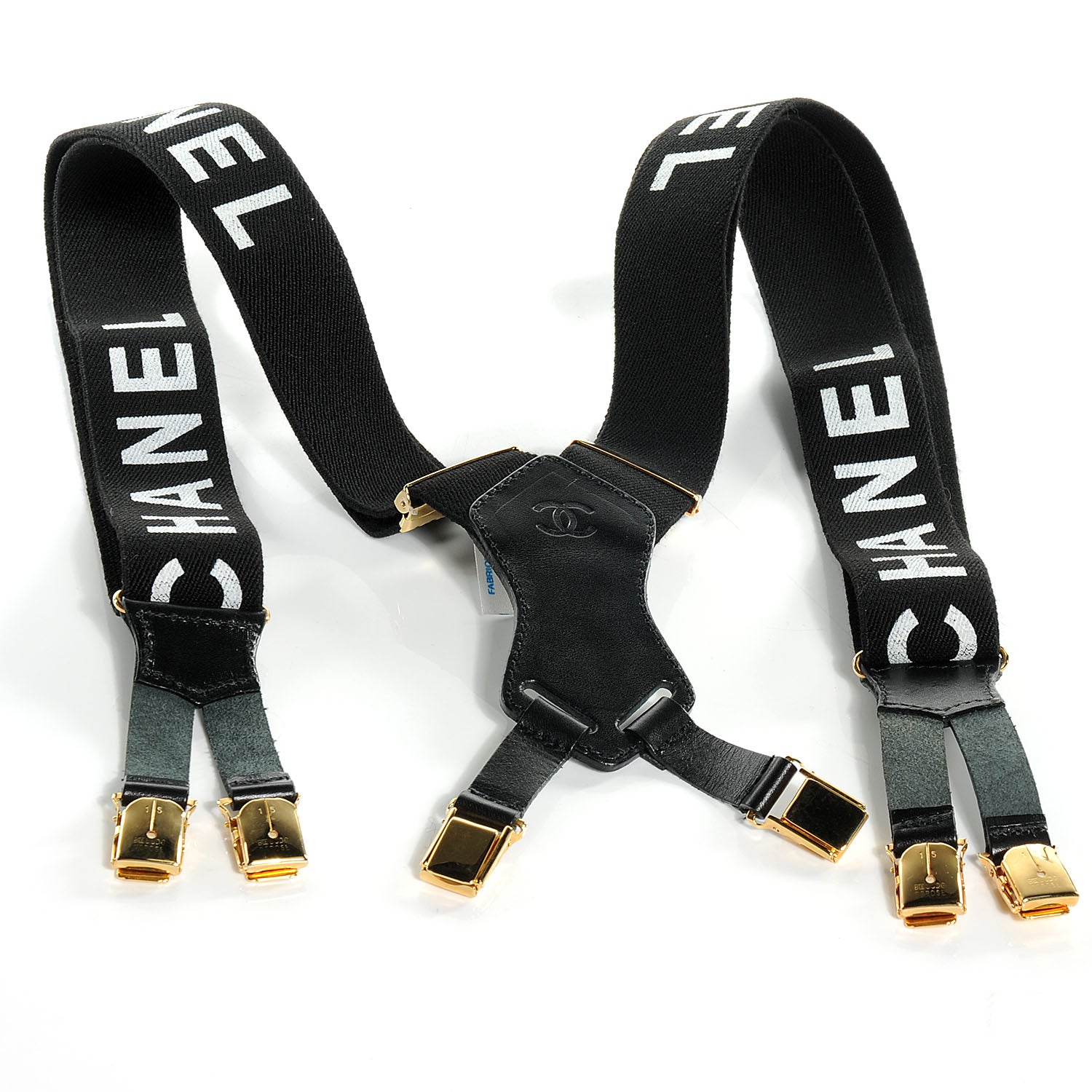 Chanel Logo Suspenders Black White 1 of 5