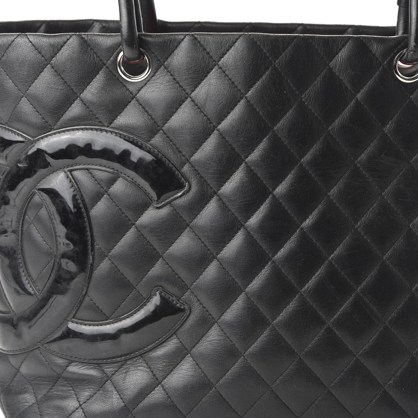Calfskin Quilted Large Cambon Tote Black