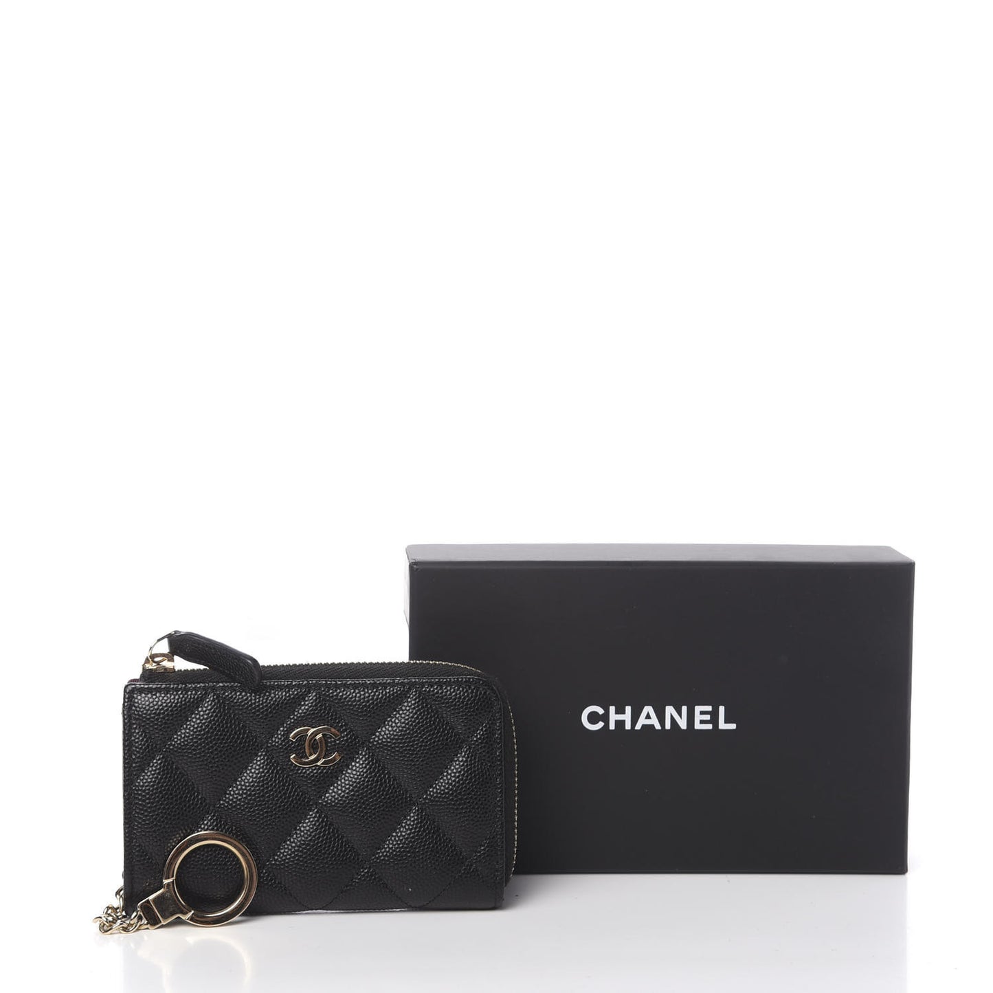 Caviar Quilted Key Holder Case Black