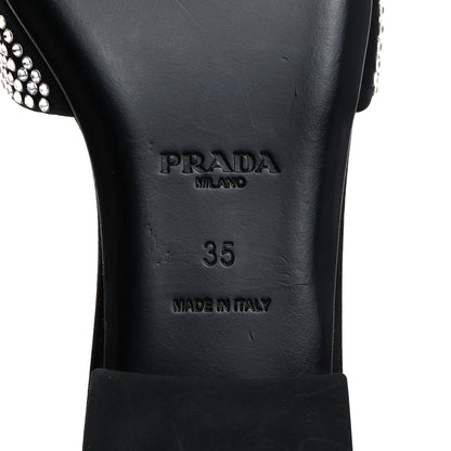 Prada Satin Crystal Logo 10mm Slide Sandals 35 Black 7 of 8