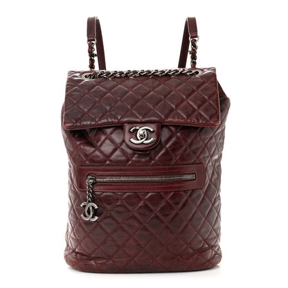 Chanel Glazed Calfskin Quilted Large Salzburg Backpack Burgundy 1 of 14