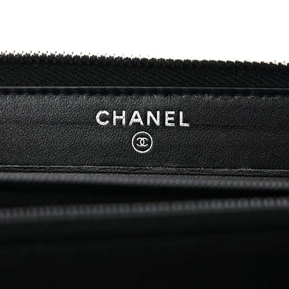 Chanel Lambskin Quilted Small Gusset Zip Around Wallet Black Pink Light Blue 6 of 9