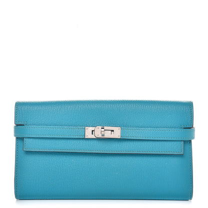 Hermes Chevre Mysore Kelly Longue Wallet Bleu Azteque 1 of 12