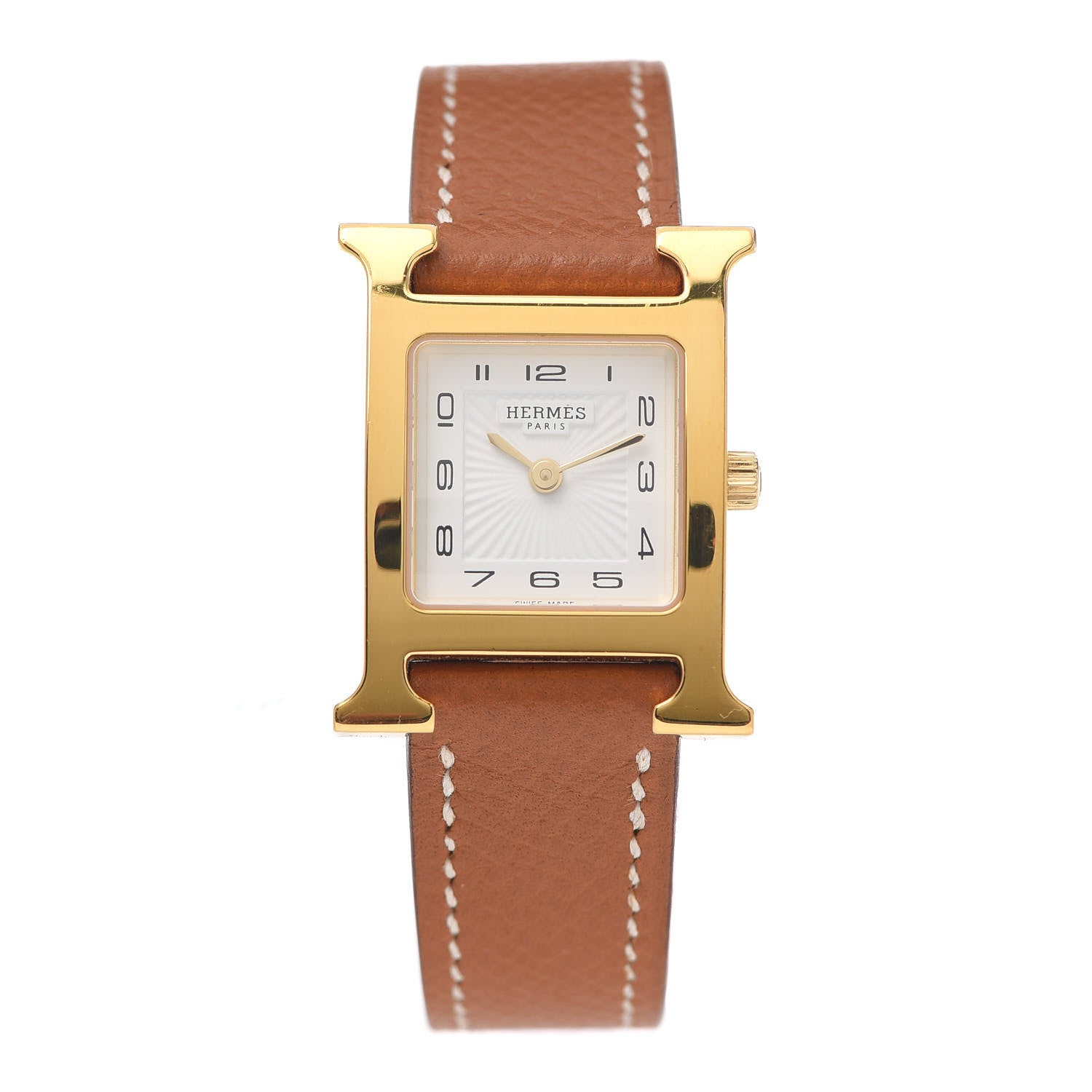Hermes Stainless Steel Epsom 21mm Heure H Hour Quartz Watch Gold 1 of 5