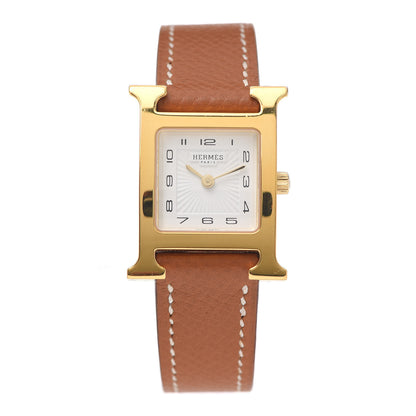 Hermes Stainless Steel Epsom 21mm Heure H Hour Quartz Watch Gold 1 of 5