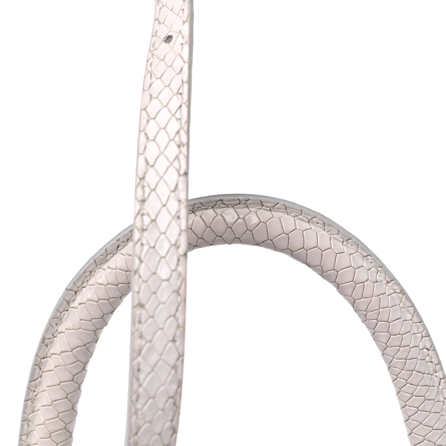 Calfskin Snake Embossed Small Hourglass Top Handle Bag White