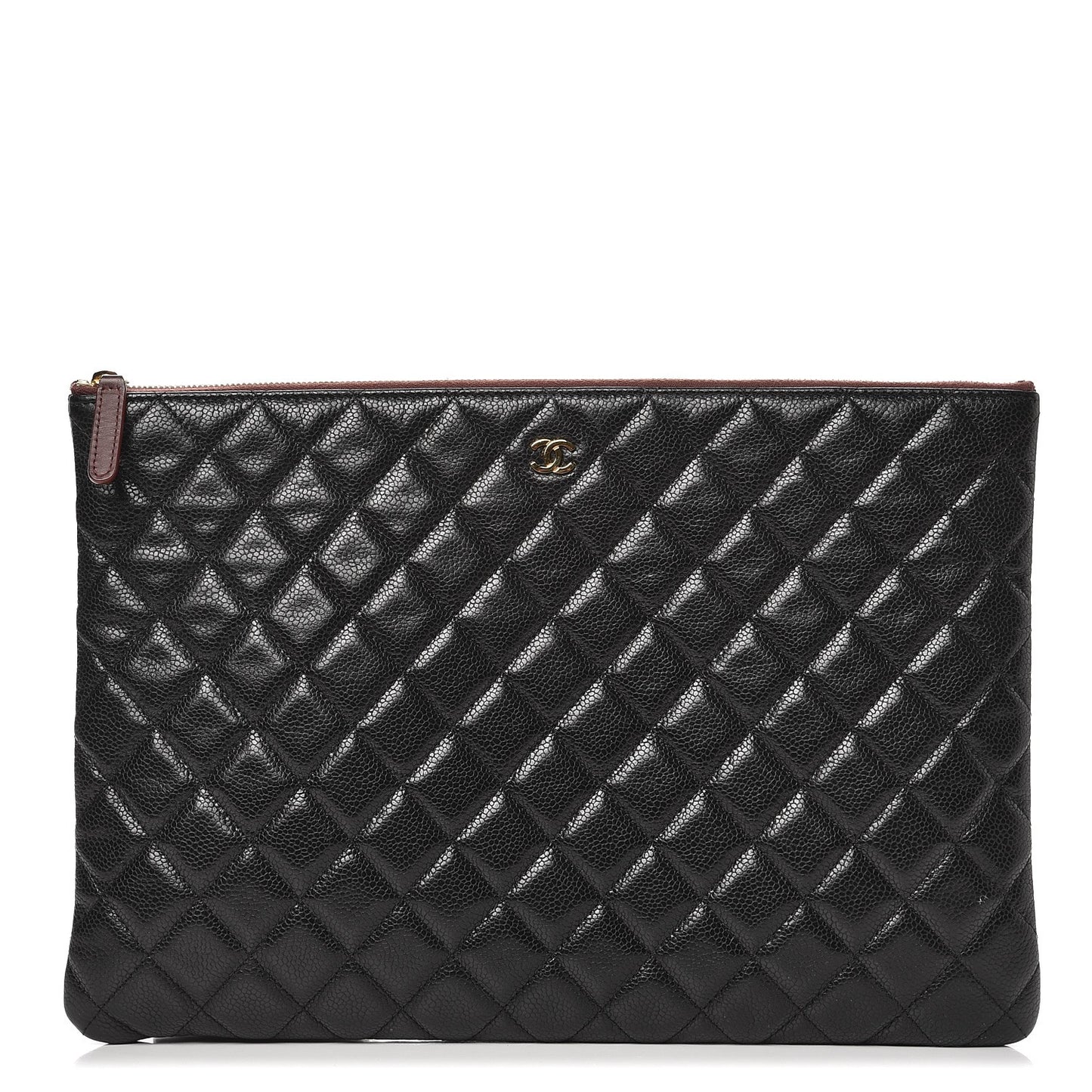 Caviar Quilted Large Cosmetic Case Black