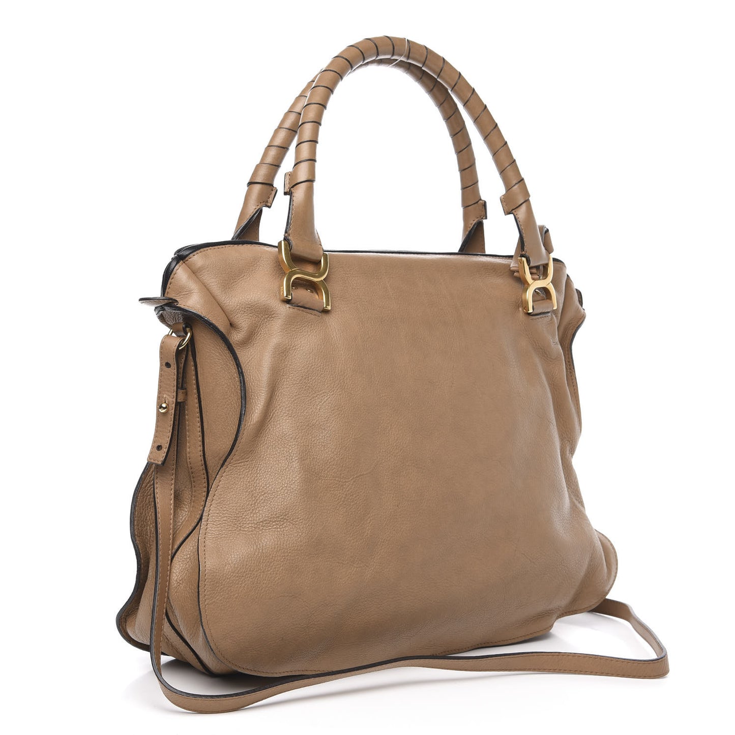 Calfskin Braided Large Marcie Satchel Nut