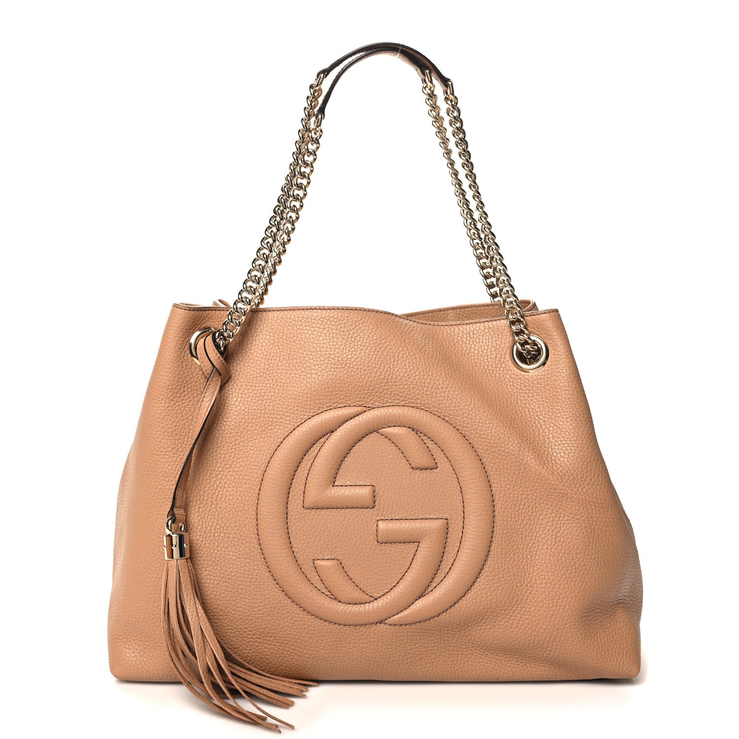 Gucci Pebbled Calfskin Medium Soho Chain Shoulder Bag Camelia 1 of 10