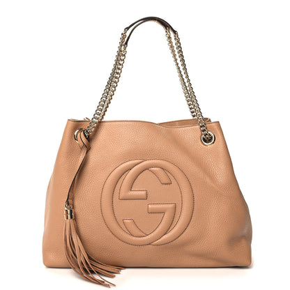 Gucci Pebbled Calfskin Medium Soho Chain Shoulder Bag Camelia 1 of 10
