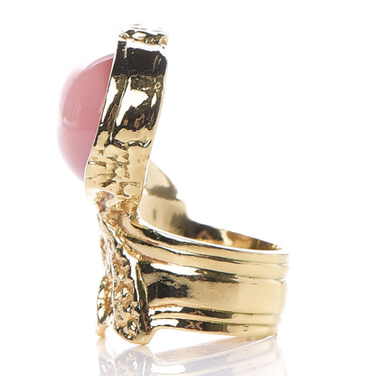 Saint Laurent Glass Cabochon Arty Ovale Ring 6 Gold Pink 4 of 4