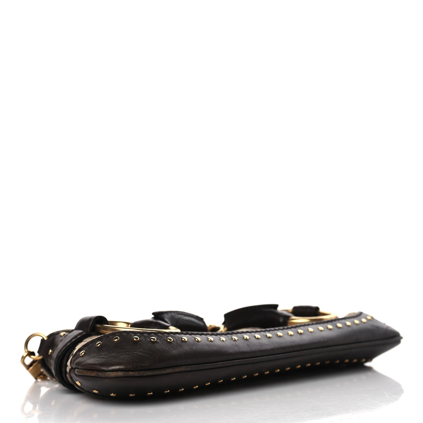 Monogram Studded Small Horsebit Clutch Dark Brown