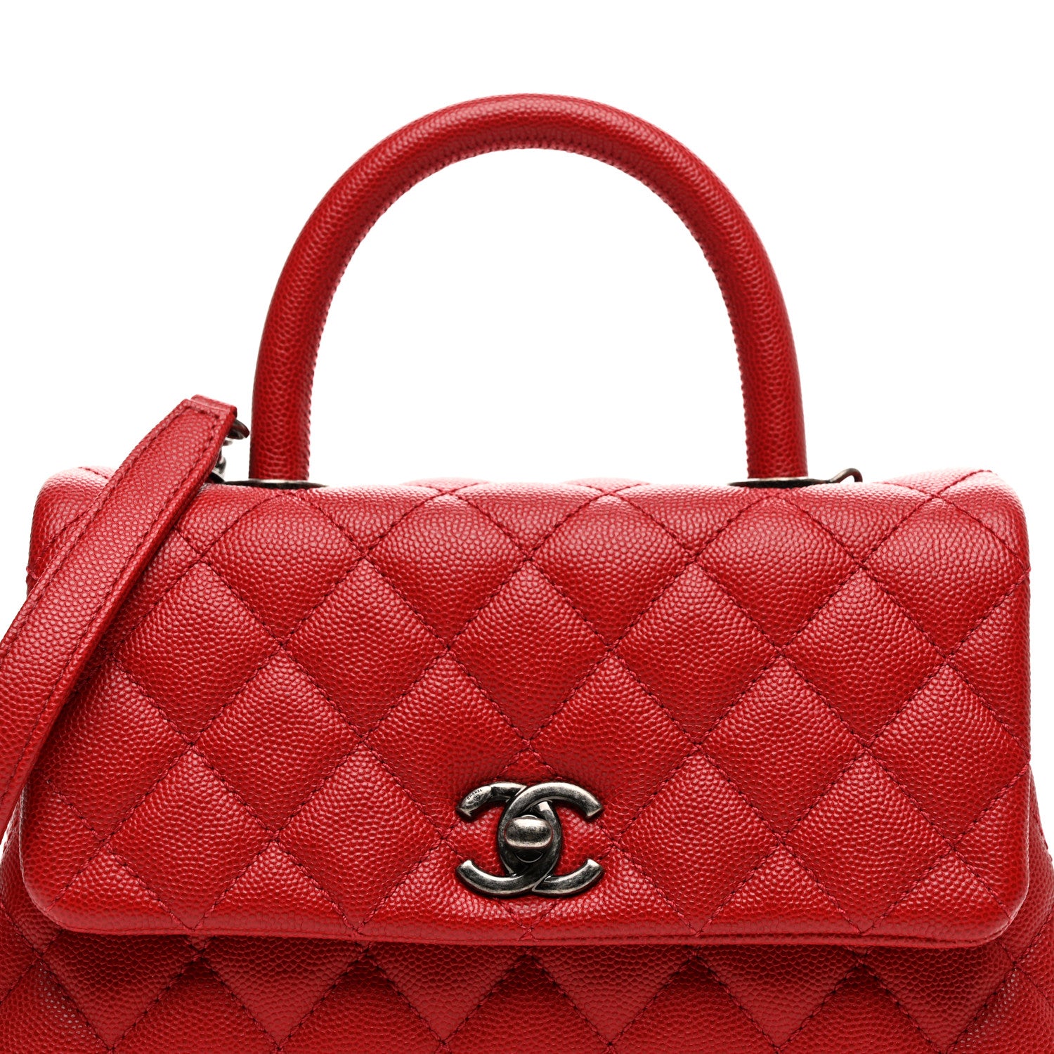 Chanel Caviar Quilted Mini Coco Handle Flap Red 8 of 10