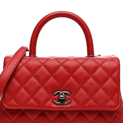 Chanel Caviar Quilted Mini Coco Handle Flap Red 8 of 10