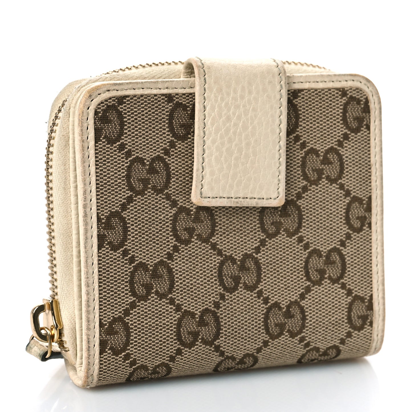 Monogram Dollar Calfskin Zip Around French Flap Wallet Beige Ebony Avoire