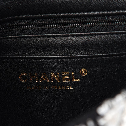 Chanel Tweed Quilted Mini Rectangular Flap Black Ecru White 5 of 11