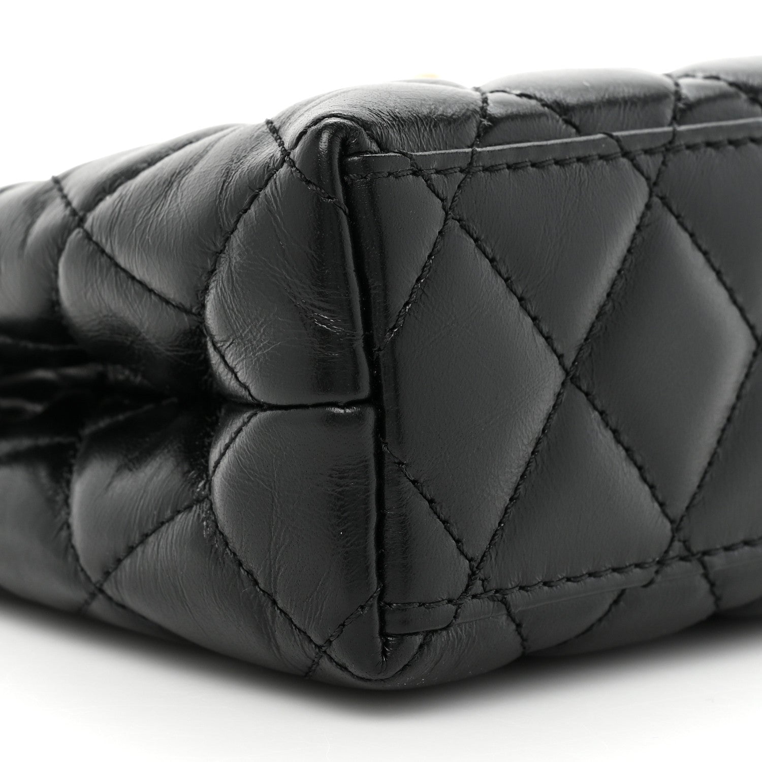 Chanel Shiny Aged Calfskin Quilted Nano Kelly Shopper Black 9 of 10