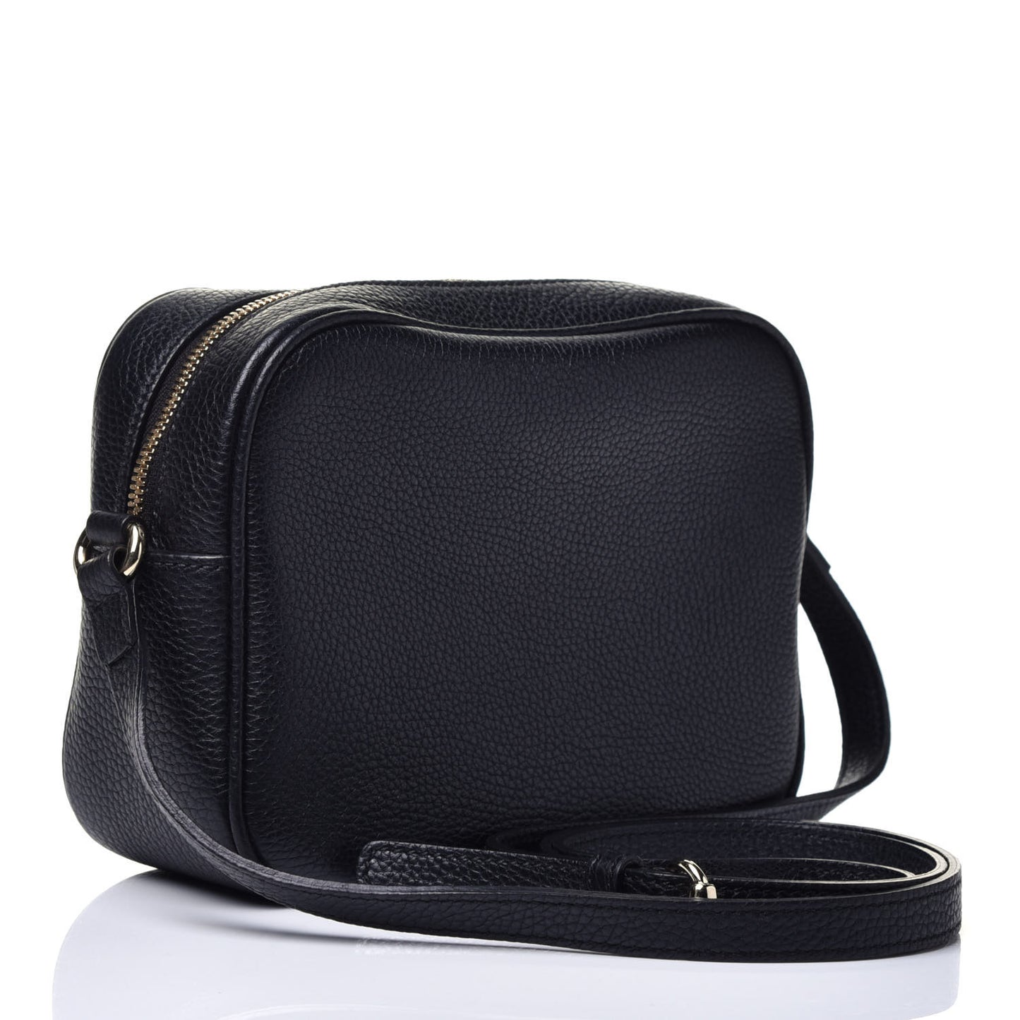 Pebbled Calfskin Small Soho Disco Bag Black