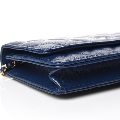 Chanel Caviar Quilted Wallet On Chain WOC Navy Blue 5 of 11