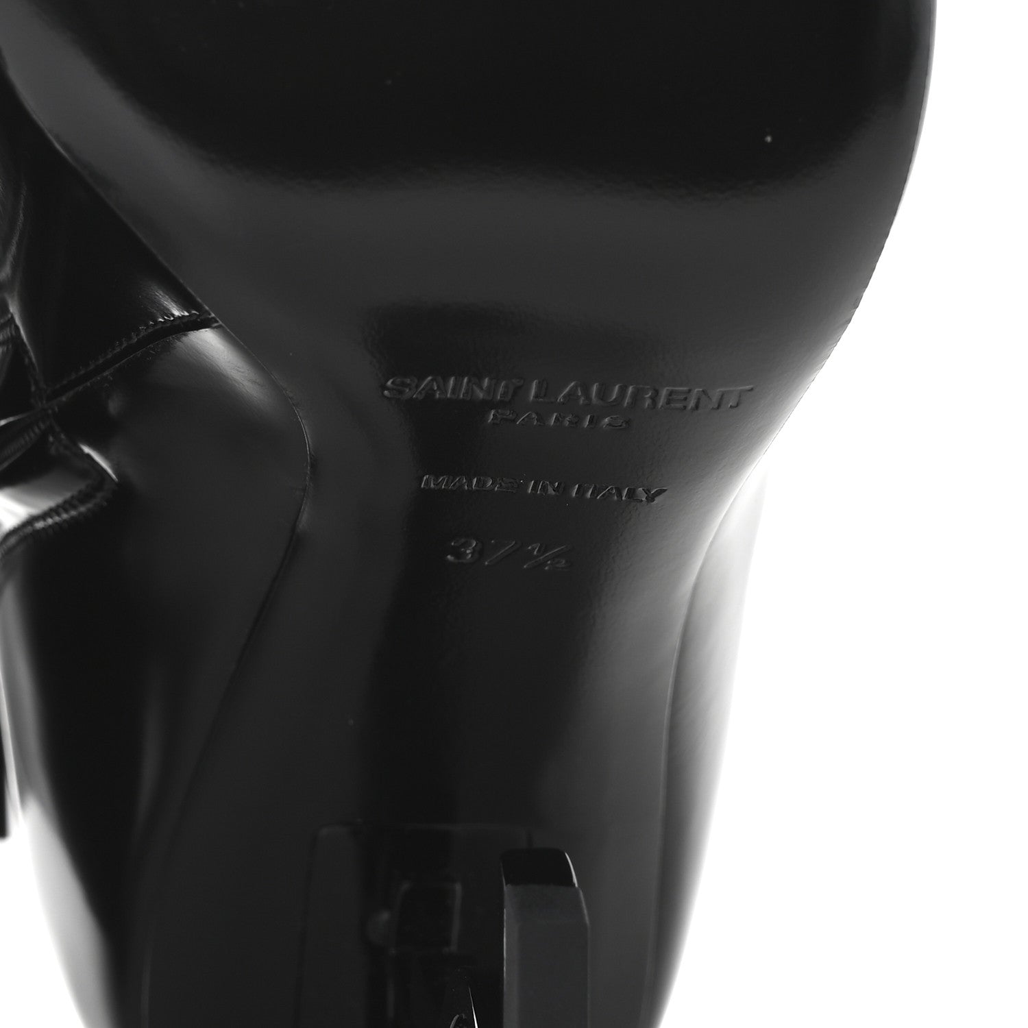 Saint Laurent Glazed Calfskin Opyum Ankle Boots 37.5 Black 7 of 10