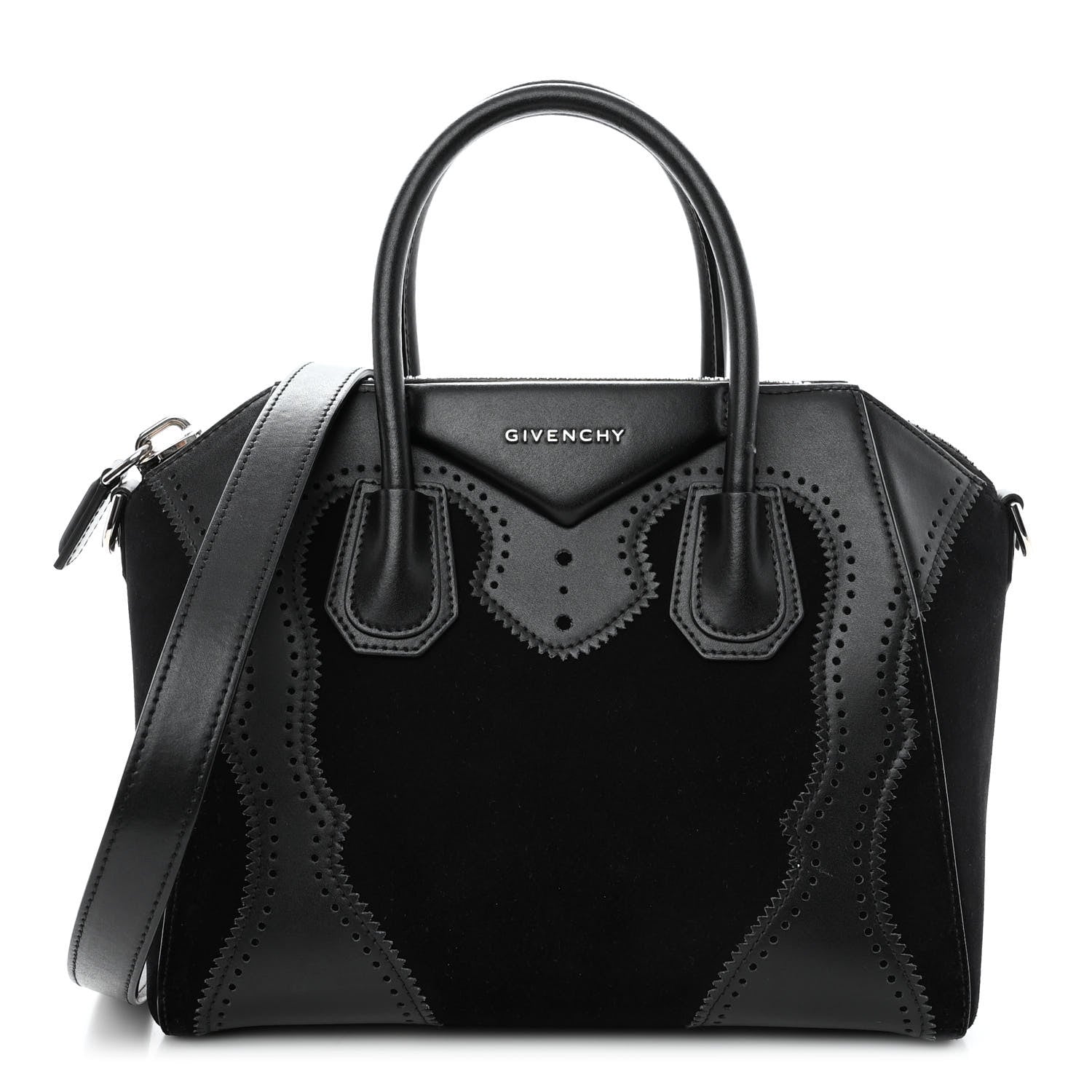 Givenchy Calfskin Suede Brogue Small Antigona Black 1 of 11