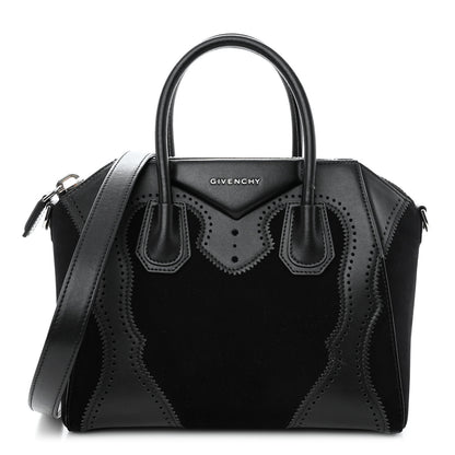 Givenchy Calfskin Suede Brogue Small Antigona Black 1 of 11