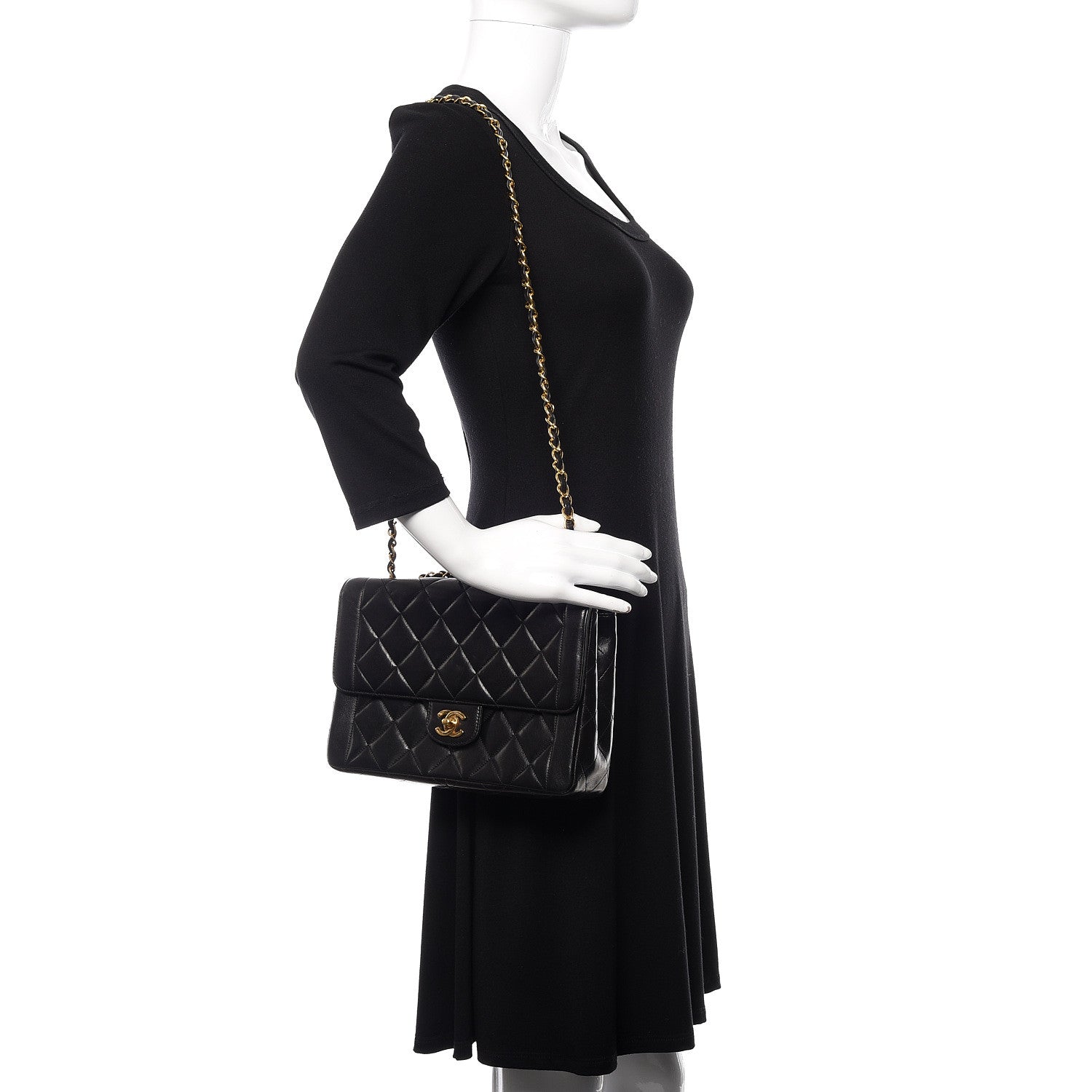 Chanel Lambskin Quilted Medium Single Flap Black 1 of 15