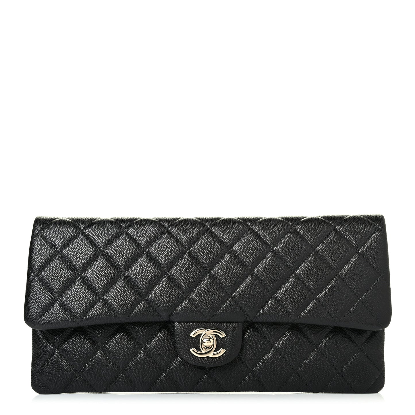 Caviar Quilted Flap Clutch Black
