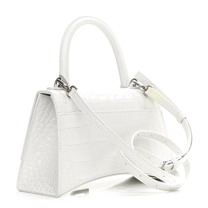 Balenciaga Calfskin Crocodile Embossed Small Hourglass Top Handle Bag White 2 of 15