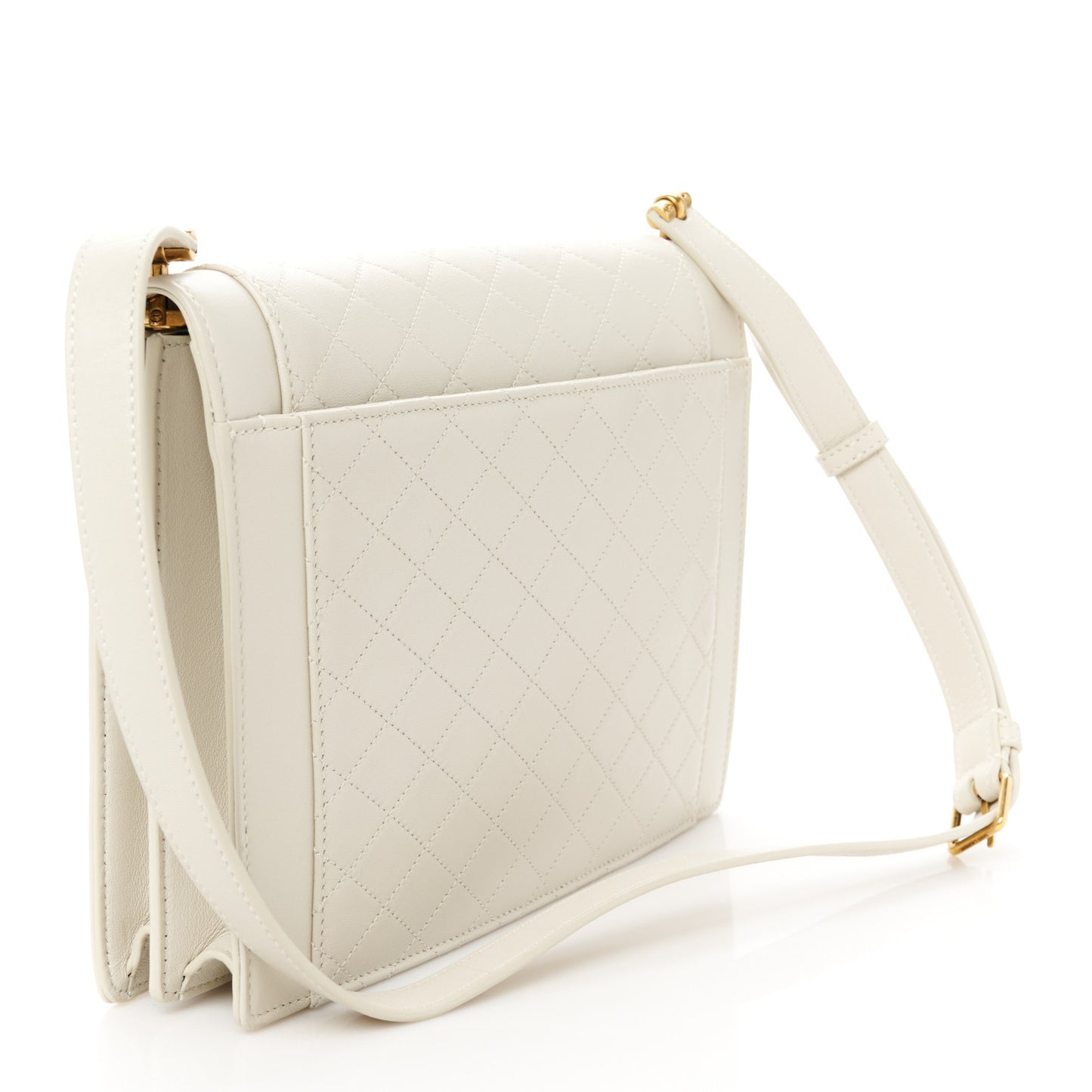 Lambskin Quilted Medium Monogram Shoulder Bag Crema Soft