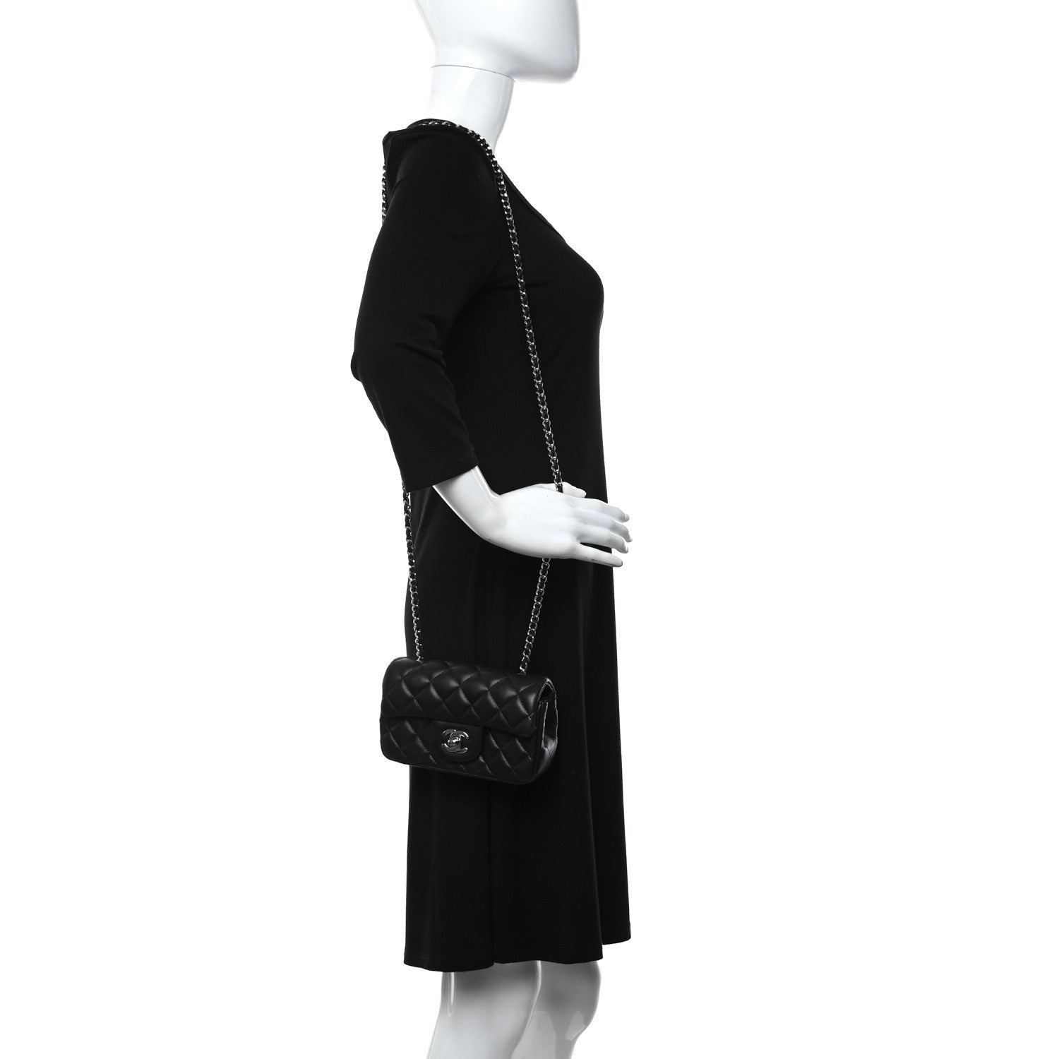 Chanel Lambskin Quilted Extra Mini Rectangular Flap Black 2 of 7