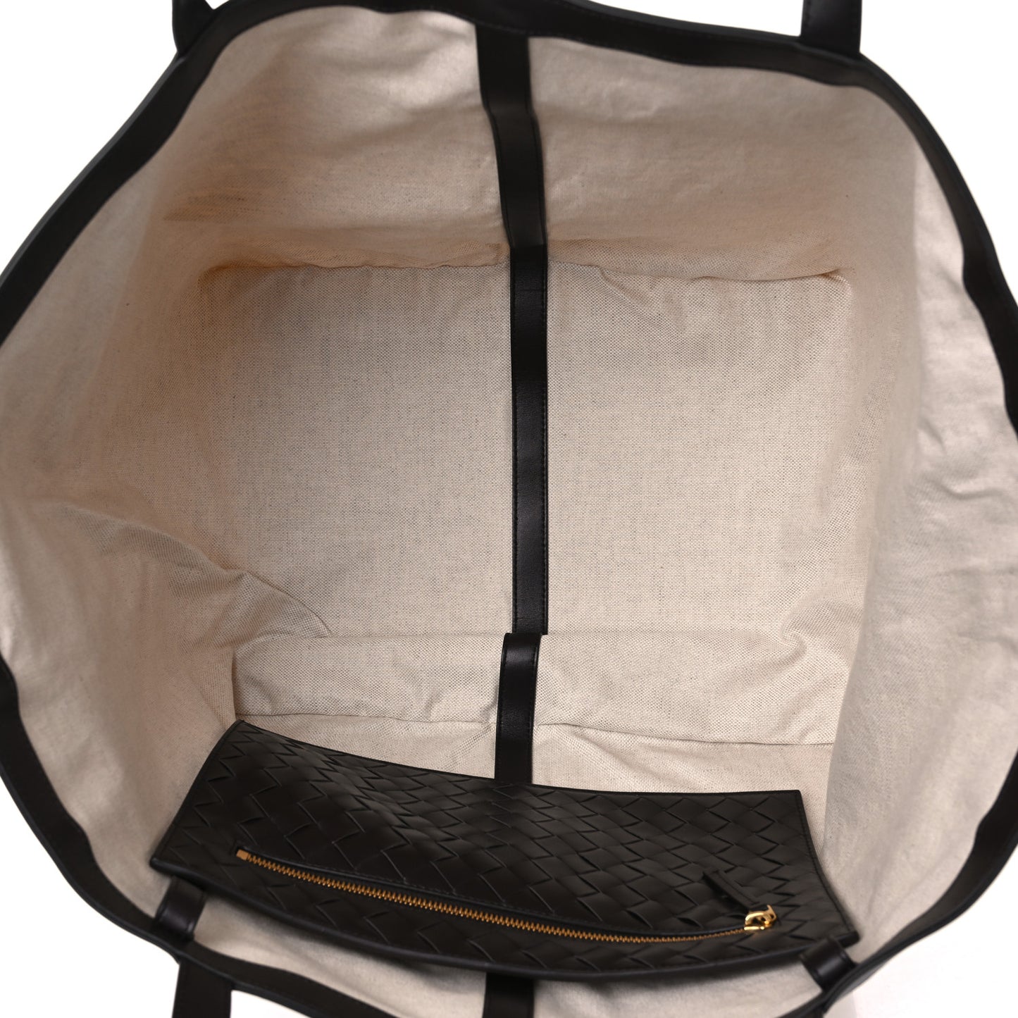 Canvas Nappa Intrecciato Large Flip Flap Tote Natural Fondant