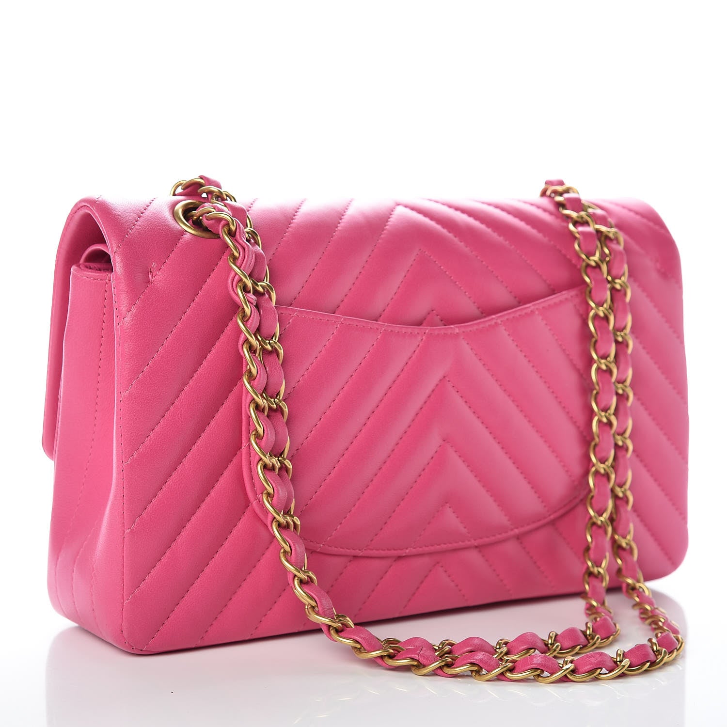 Chanel Lambskin Chevron Quilted Medium Double Flap Pink 4 of 13
