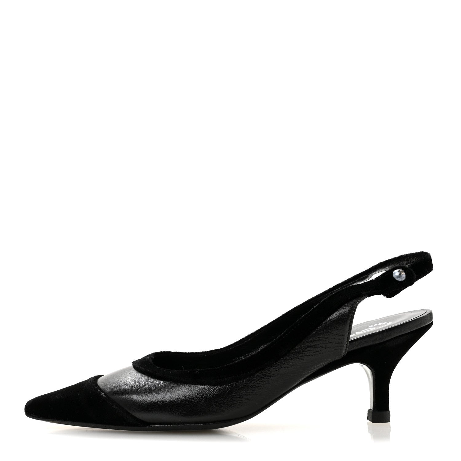 Chanel Velvet Lambskin Pearl CC Slingback Pumps 36 Black 1 of 9