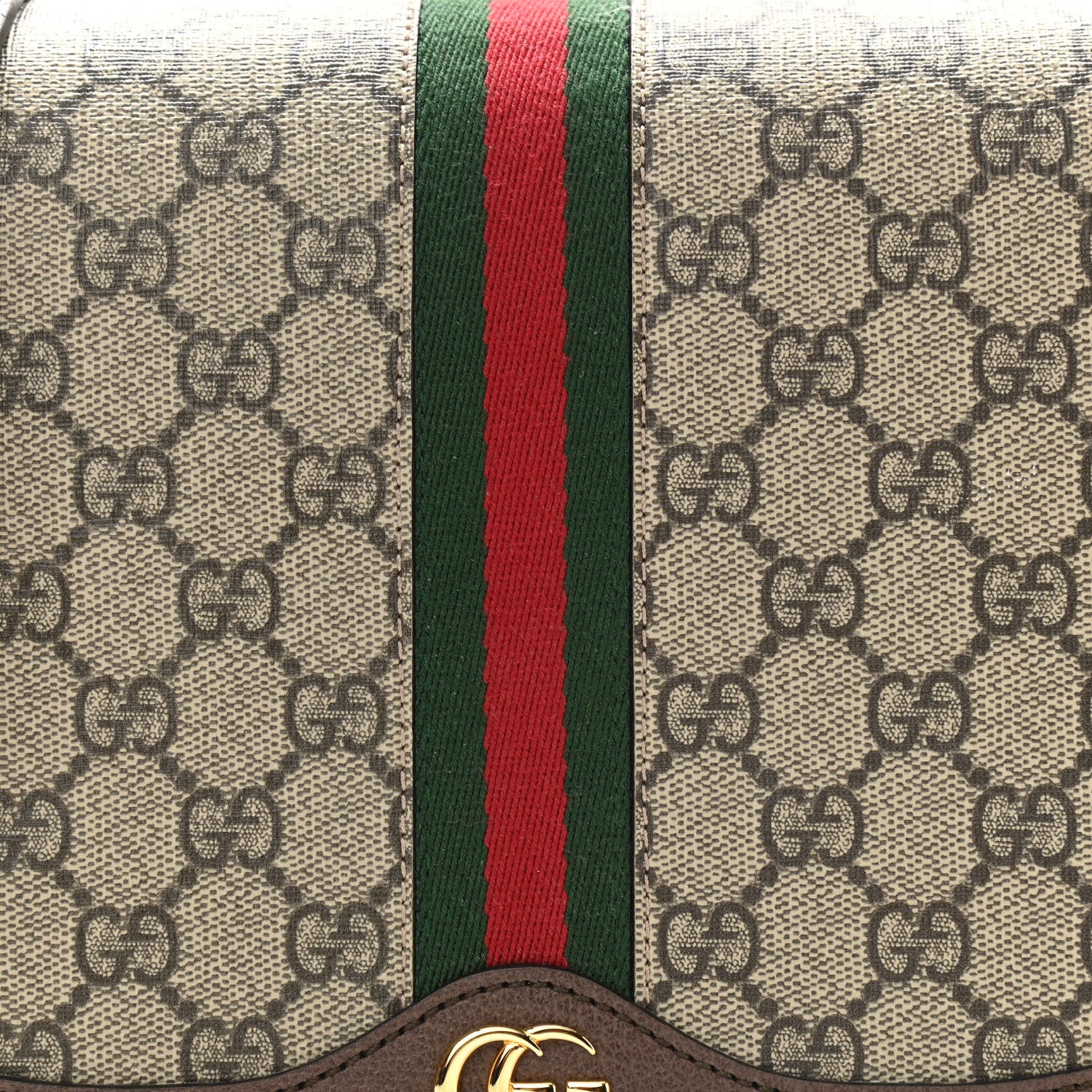 Gucci GG Supreme Monogram Web Small Ophidia Flap Messenger Bag Brown 8 of 17