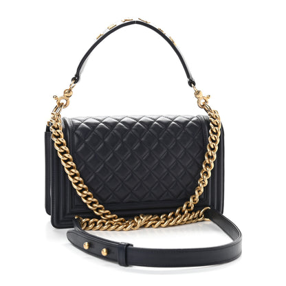 Chanel Calfskin Medium Boy Logo Top Handle Flap Navy 3 of 10