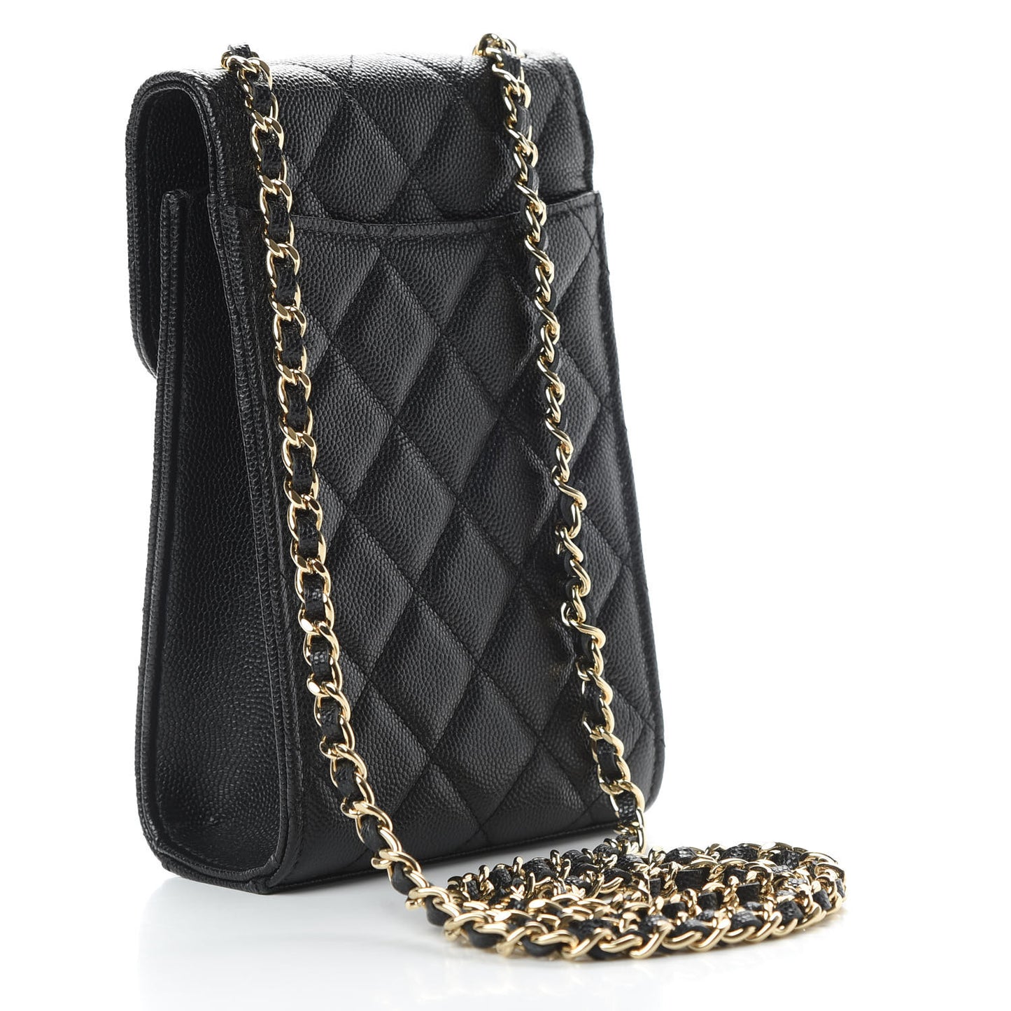 Caviar Quilted Classic Phone Holder Black