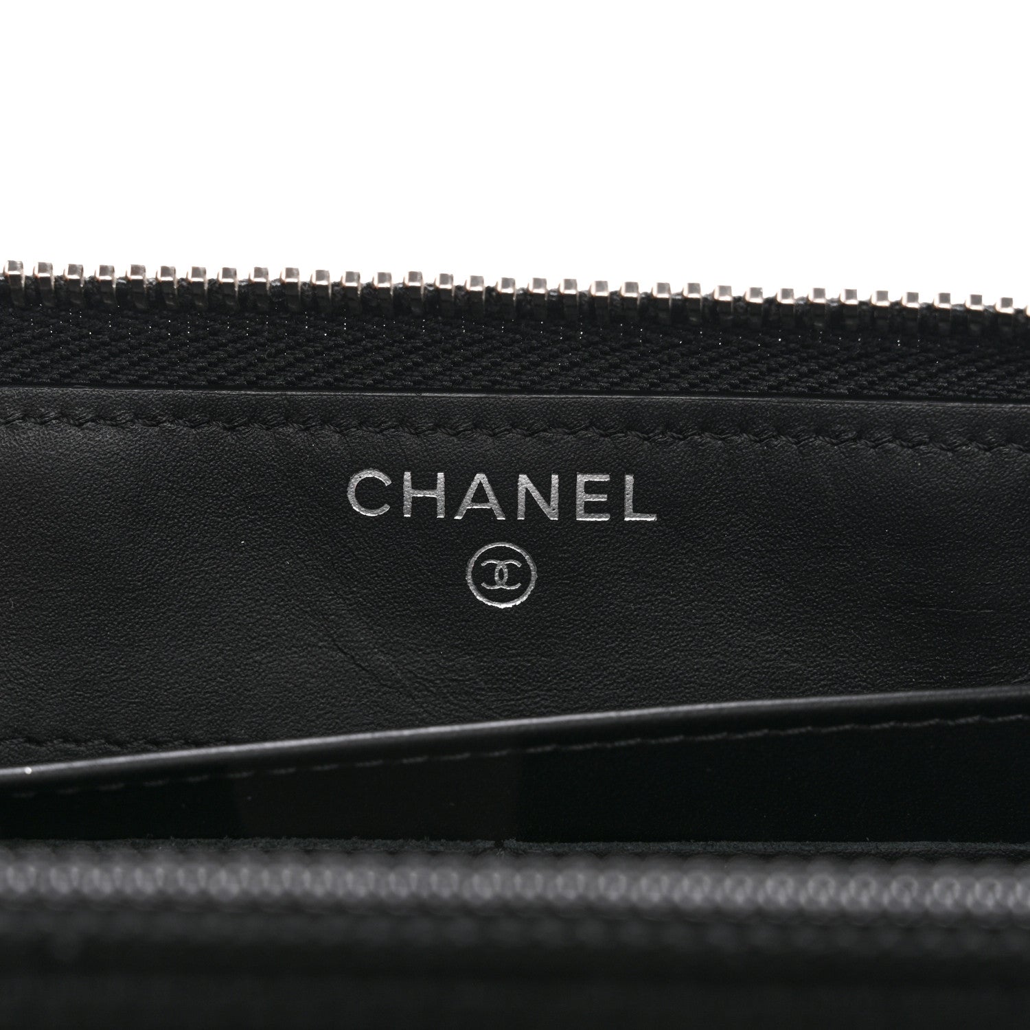 Chanel Patent Quilted Double Stitched Zip Around Wallet Black 6 of 12