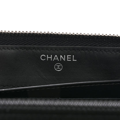 Chanel Patent Quilted Double Stitched Zip Around Wallet Black 6 of 12