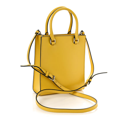 Prada Soft Calfskin Triangle Logo Embossed Small Double Handle Crossbody Tote Sole 2 of 9