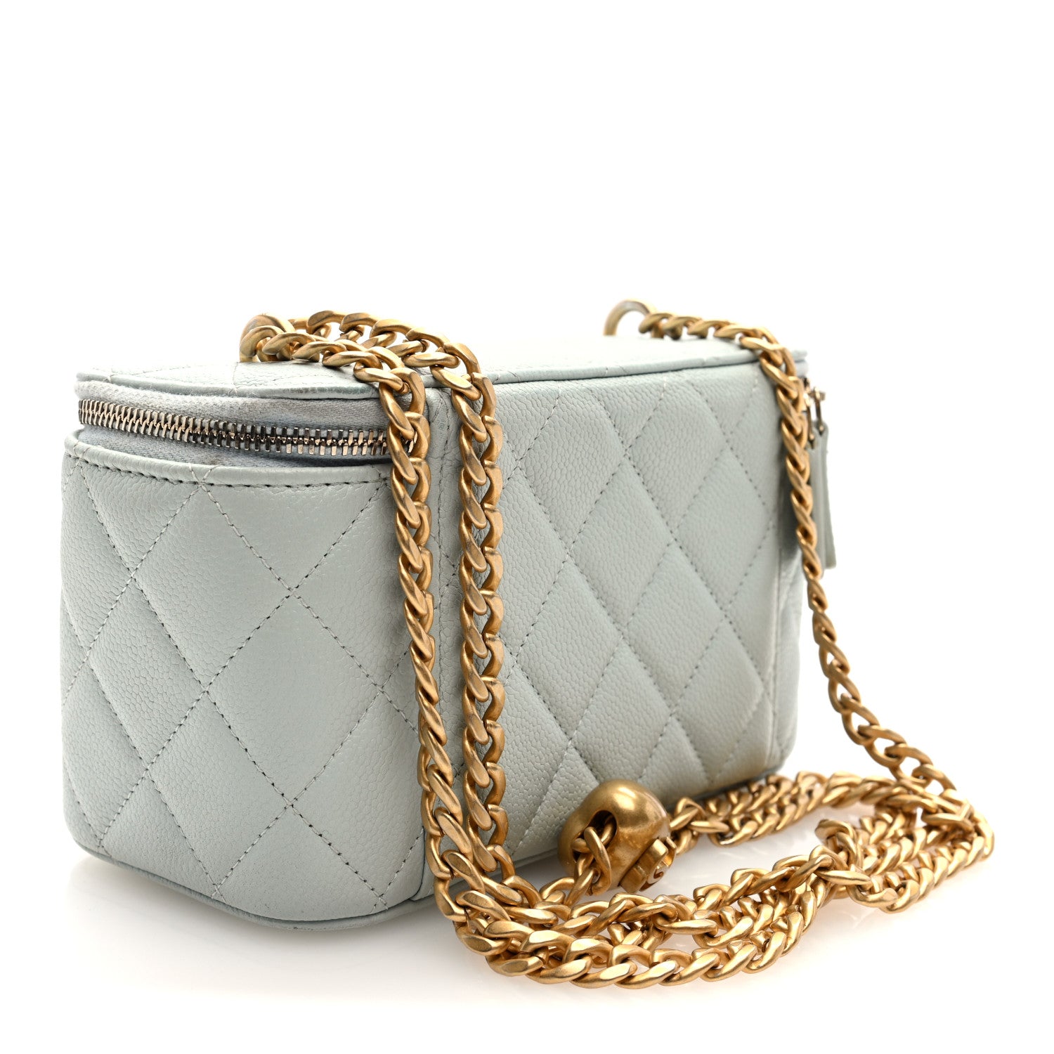 Chanel Caviar Quilted Sweetheart Vanity Case Bleu Clair 5 of 14
