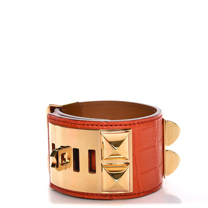Hermes Matte Alligator Collier De Chien CDC Bracelet S Poppy 3 of 8