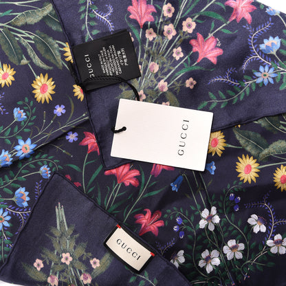 Gucci Silk Twill Nuovoflora Square Handkerchief Midnight Blue Blue 3 of 3