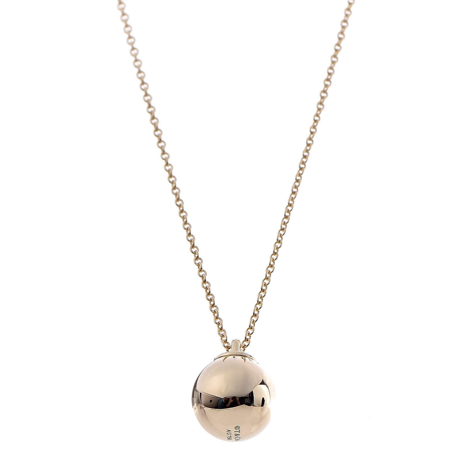 Tiffany 18K Yellow Gold 12.75mm HardWear Ball Pendant Necklace 3 of 6