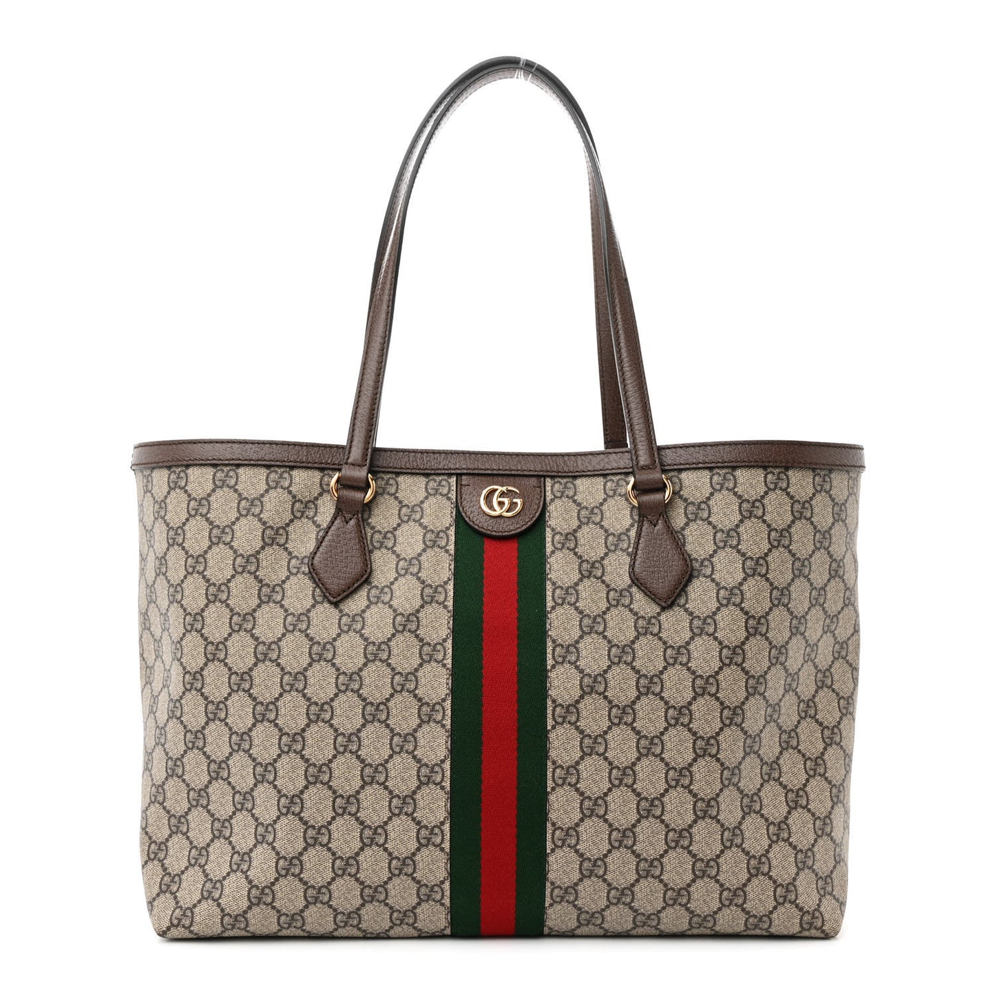 GG Supreme Monogram Medium Ophidia Shopping Tote Brown