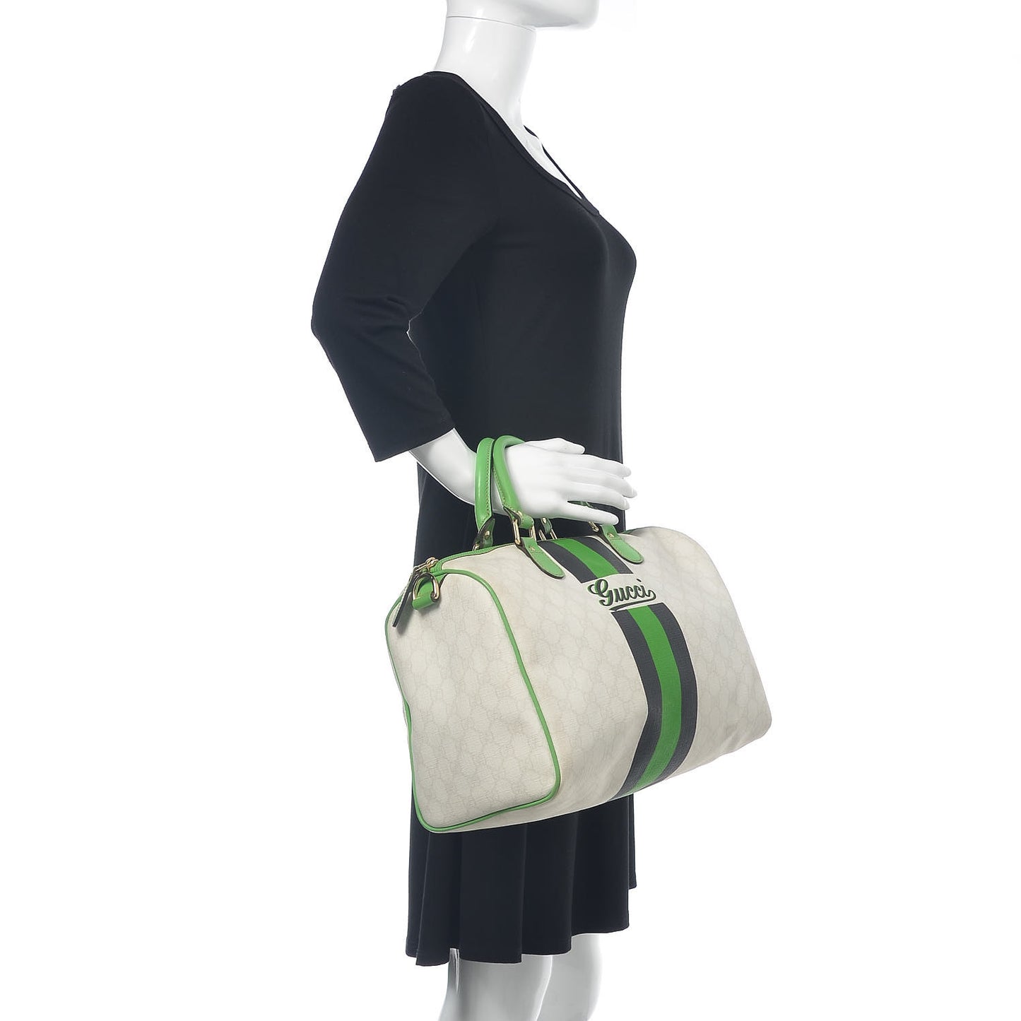 GG Plus Monogram Web Stripe Medium Joy Boston Green