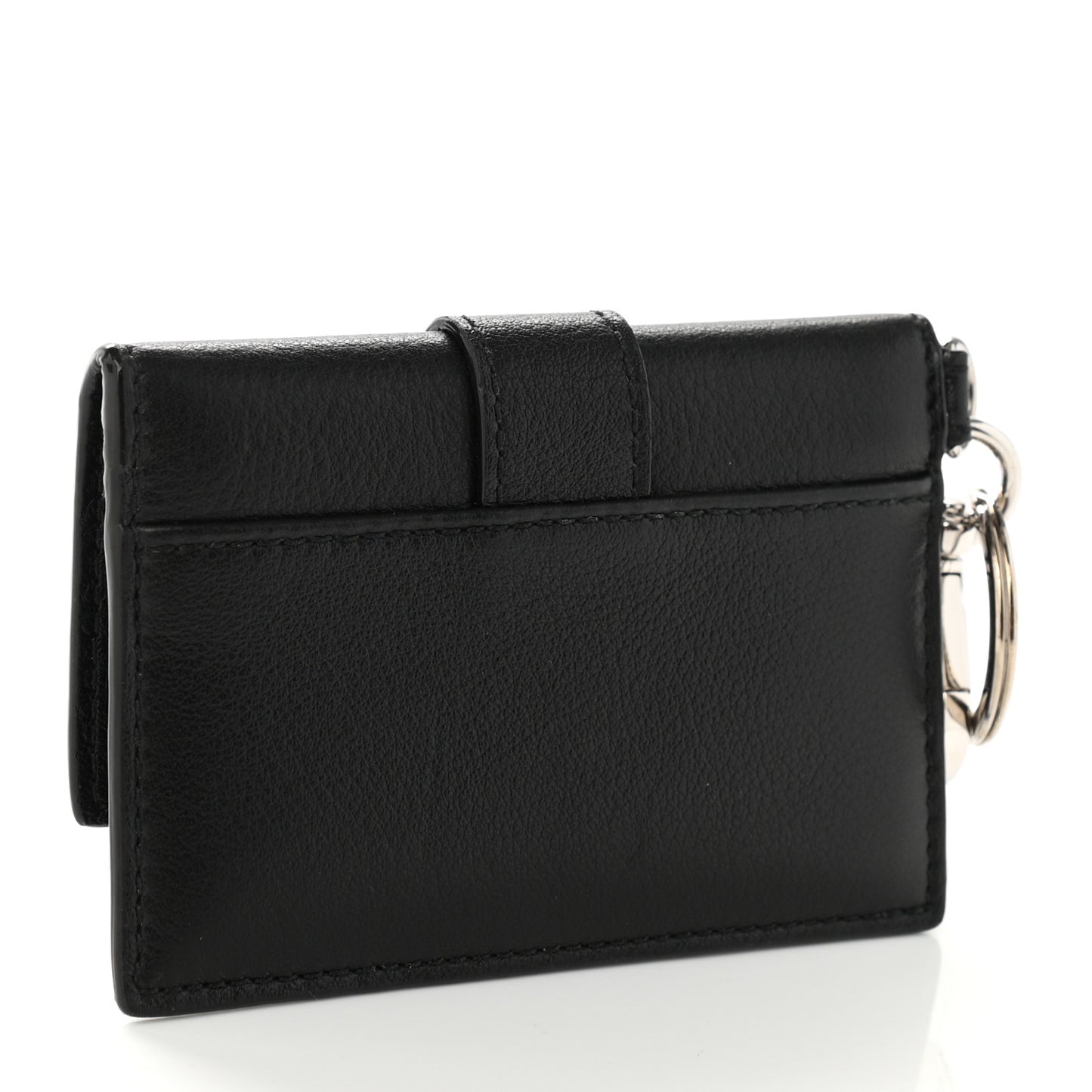 Calfskin Crystal Cheri Charm Case Wallet Black