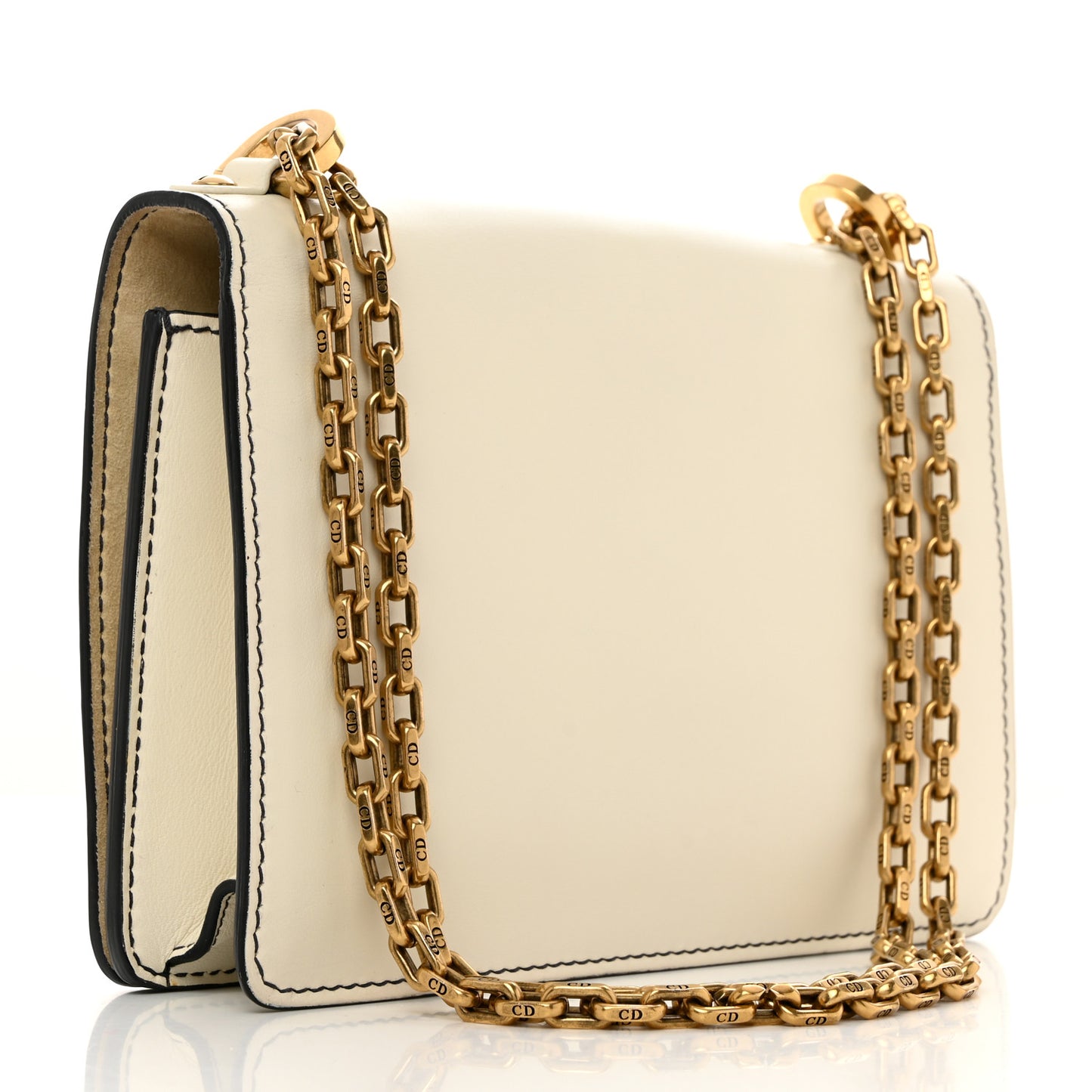 Calfskin J'Adior Chain Flap Bag Off White