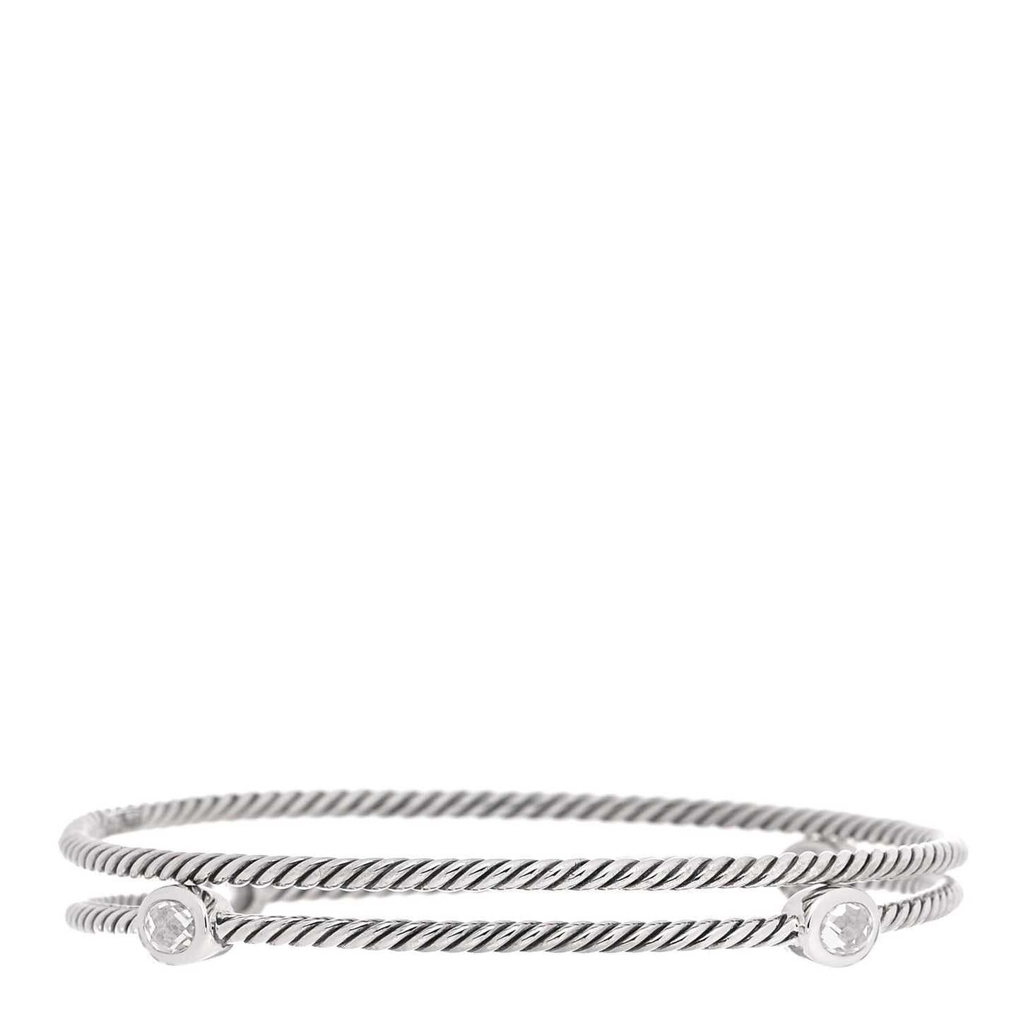 Sterling Silver Crystal Color Classics Cable Bangle Bracelet Set of 2