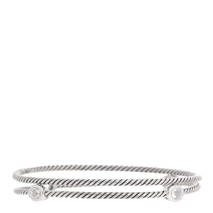 David Yurman Sterling Silver Crystal Color Classics Cable Bangle Bracelet Set of 2 3 of 5